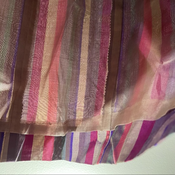 VTG 50s 60s Silk Striped Multicolored Stripes Handmade Dress Sheer Lining Lk New - Picture 16 of 16